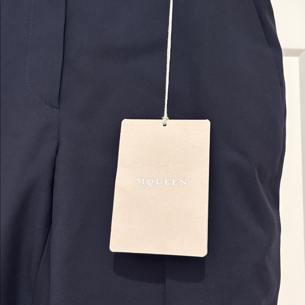 NWT [Alexander McQueen] Kickback Wool Straight Trousers Navy Women’s EU 42/US 28 - Picture 8 of 16